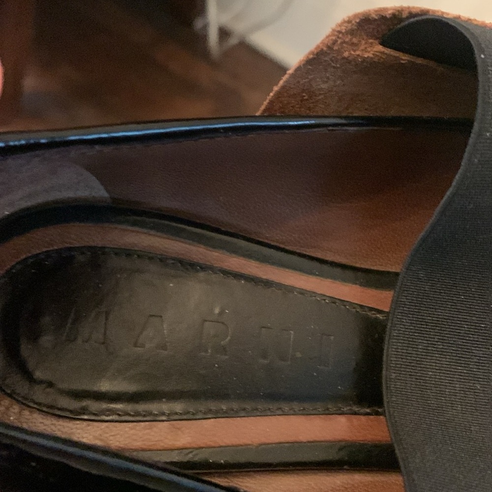 Marni Black Patent Leather Open Toe Ballet Flats Size 38.5 - Picture 5 of 7